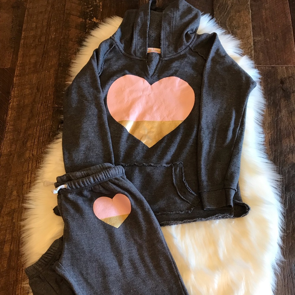 Girls Vintage Havana gray sweats and hoodie